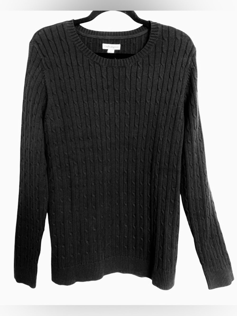 Croft & Barrow Ladies Black Crewneck Cable Knit Sweater SZ Large
